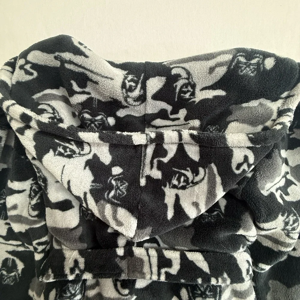 GAP Star Wars Kids Robe Darth Vader Hooded Fleece Belt Sz 8‎ Gray